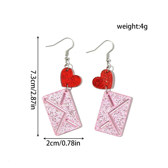 Wholesale Acrylic Heart Envelope 2D Earrings Valentine' s Day Fashion Accessory MOQ≥2