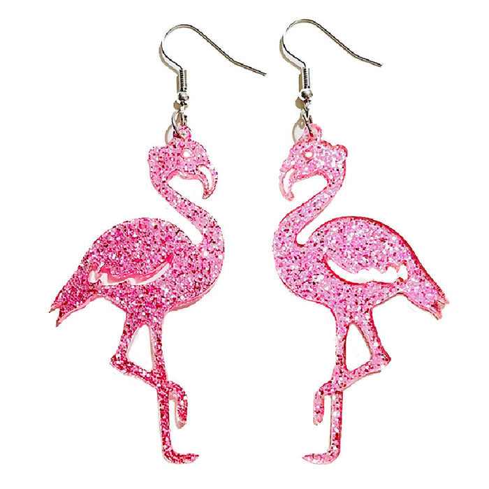 Wholesale 2pairs/pack Glitter Acrylic Pink Valentine's Day Animal Earrings JDC-ES-HeYi095