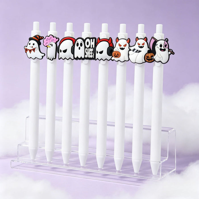 Wholesale  Ghost Polka Dot PVC Soft Gel Retractable Ballpoint Pen MOQ≥10