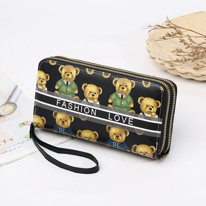 Wholesale   Double Zipper Wallet Women's Cartoon Handheld  Bag Coin Purse