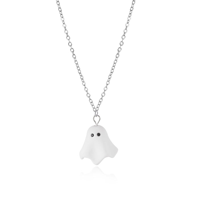 Wholesale  White Ghost Necklace Earrings for Women,  Fashionable and Versatile Amazon Clavicle Chain