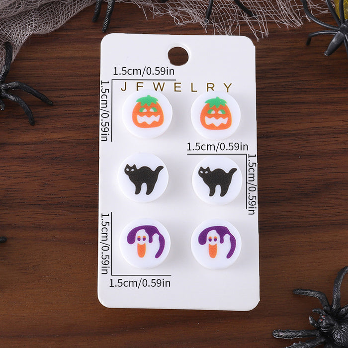 Wholesale  Ghost Black Cat Pumpkin Acrylic Earring Set Jewelry Accessory Gift