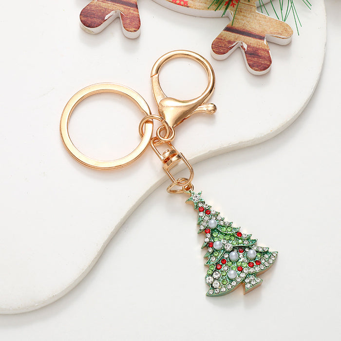 Wholesale Electroplated Metal Christmas Keychain – Gold  Pendant Gift Bag Charm