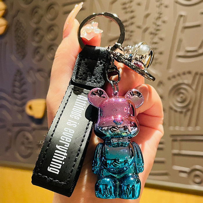 Wholesale Creative cartoon gradient bow tie bear car keychain backpack pendant exquisite gift keychain