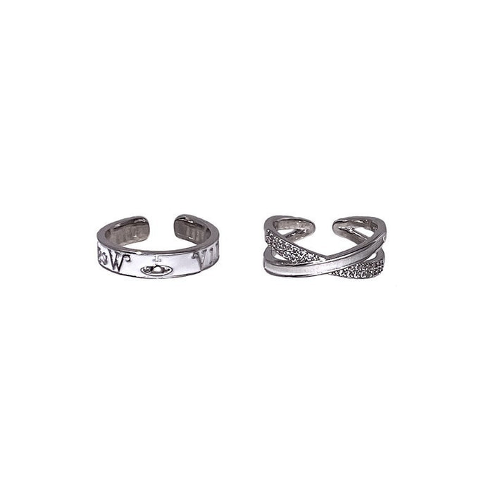 Wholesale New cross letter ring with niche design, high-end sense, fashionable personality, trendy index finger ring