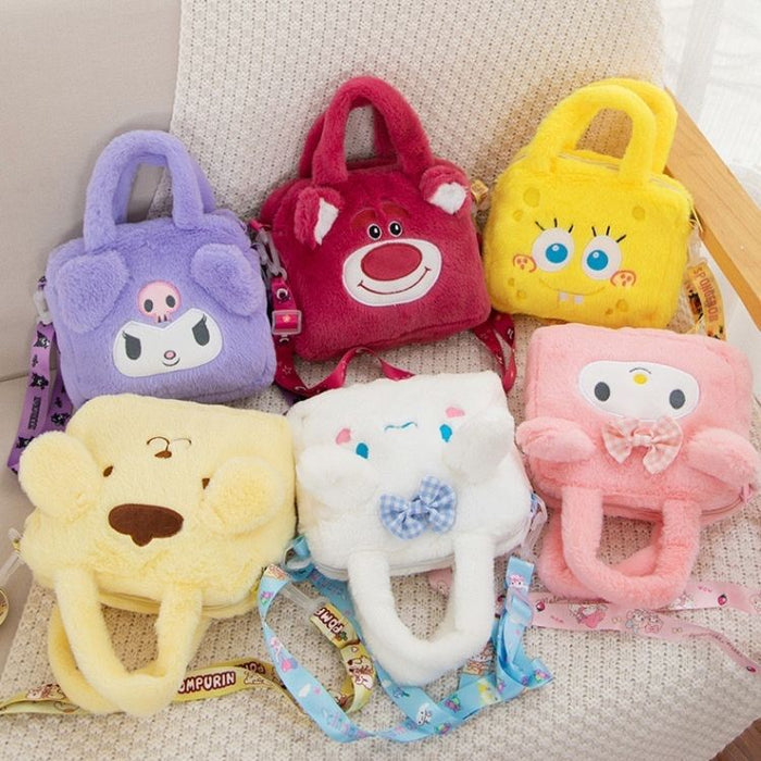 Wholesale Cartoon velvet bag children's cute all-match storage small change bag grab doll messenger bag