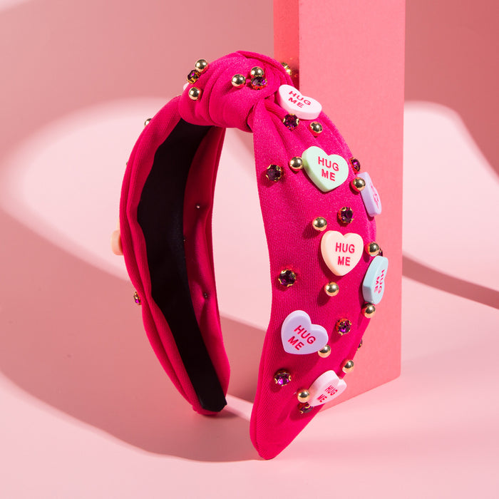 Wholesale Heart-shaped headband with rhinestones and pearls for Valentine' s Day