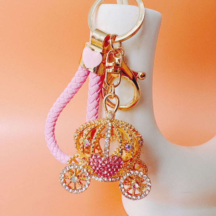 Wholesale Rhinestone Heart Pumpkin Zinc Alloy Keychain JDC-KC-ZhanLun012