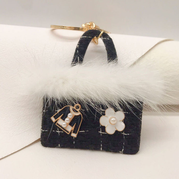 Wholesale Fabric Mink Fur Handbag Keychain JDC-KC-ZhanLun015