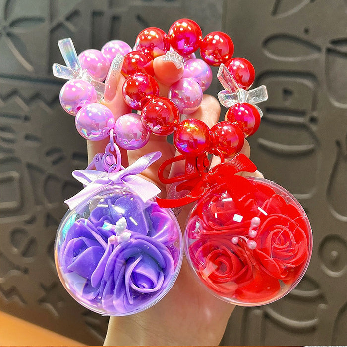 Wholesale Acrylic Everlasting Flower Beaded Keychain JDC-KC-YanG073