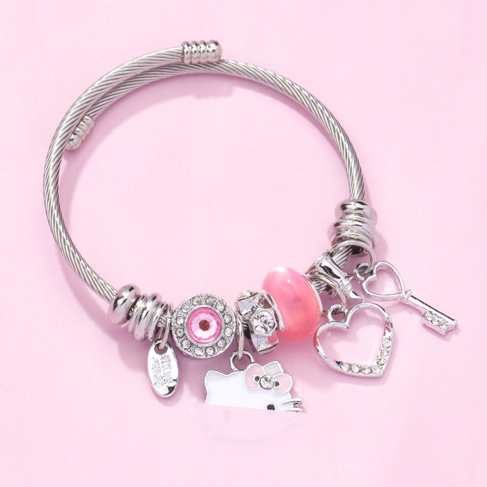 Wholesale Cartoon 3D Cat Beaded Bracelet