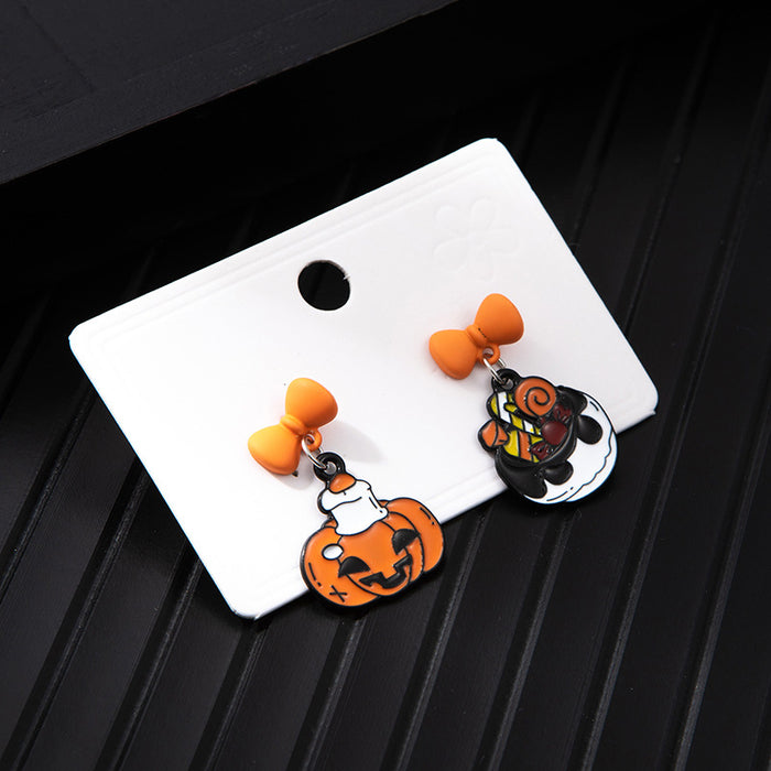Wholesale  series alloy oil drop asymmetrical earrings cartoon anime funny ghost pumpkin earrings