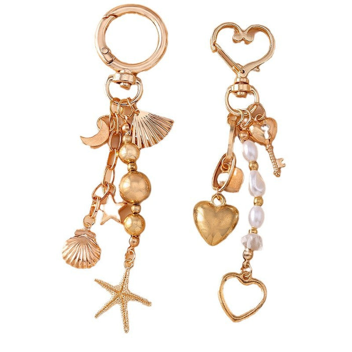Wholesale Pearl beaded heart key ring backpack charm