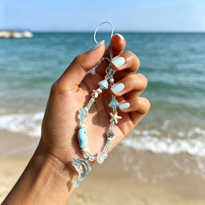 Wholesale Ocean Chic Handmade Beaded Shell Starfish Phone Strap Keychain Bag Charm Gift