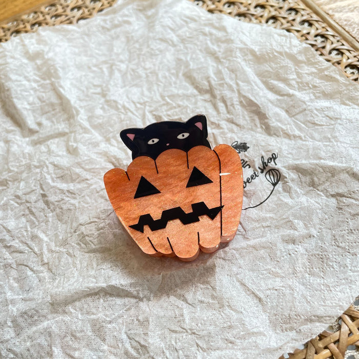 Wholesale Halloween Original  Pumpkin Acrylic Grab Clip Magic Cap Carson Hair Accessories Bat Back Head Cross-border Hair Accessories for Women