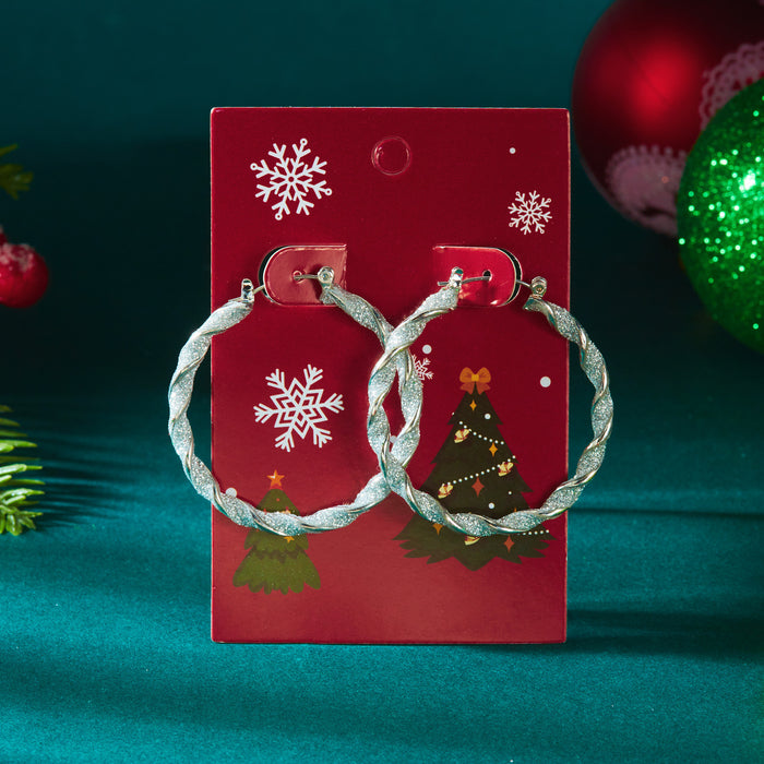 Wholesale Christmas color matching earrings Exaggerated creative design red and green contrast twisted earrings