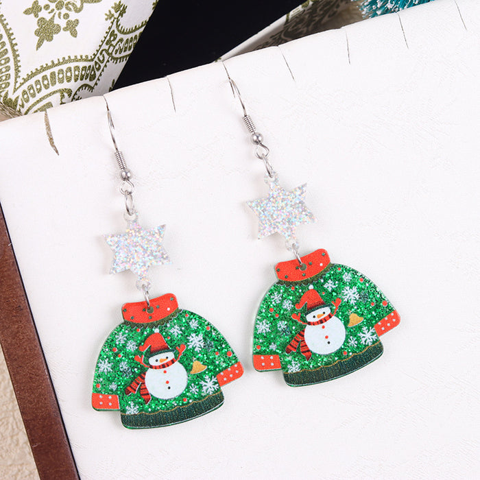 Wholesale Christmas earrings snowman Christmas tree snowflake acrylic earrings personality earrings ear jewelry