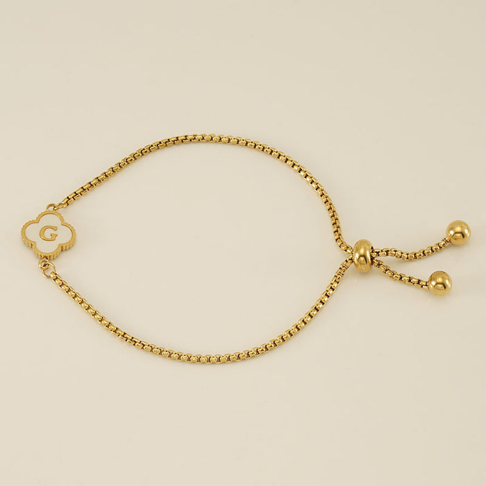 Wholesale Stainless Steel Seashell Four-Leaf Clover Letter Bracelet