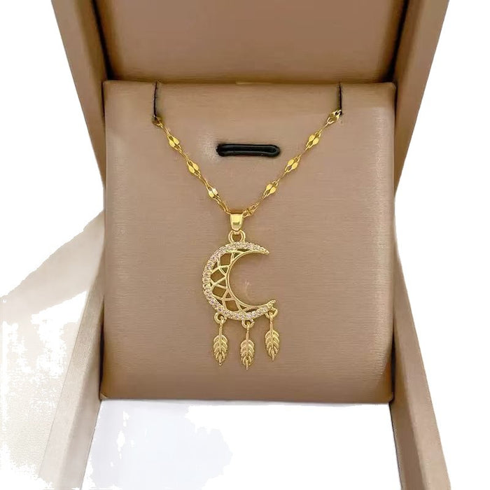 Wholesale Star and Moon Luxury Diamond Clavicle Necklace