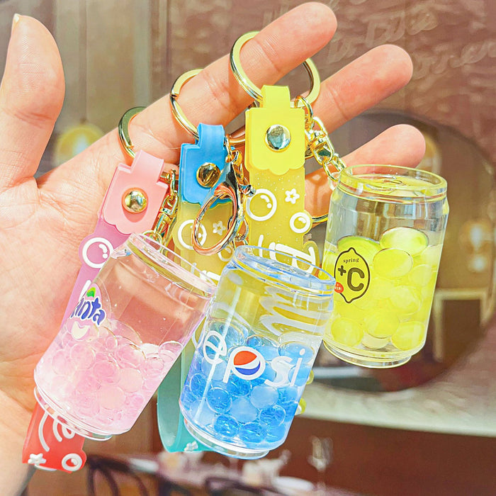 Wholesale Acrylic Oil-filled Beverage Bottle Keychain JDC-KC-ShiH005