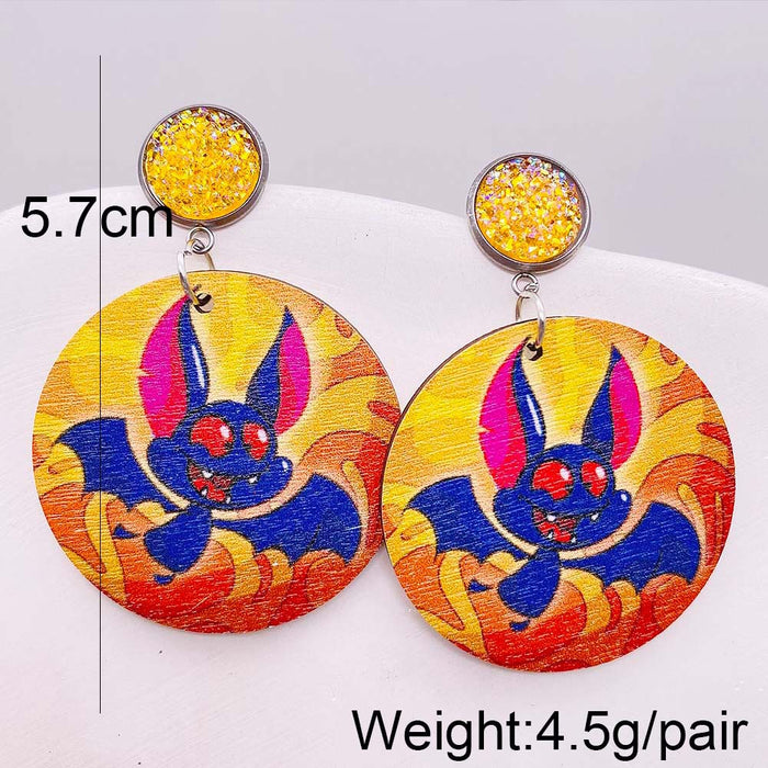 Wholesale  Earrings Pumpkin Skull  Web Wooden Earrings