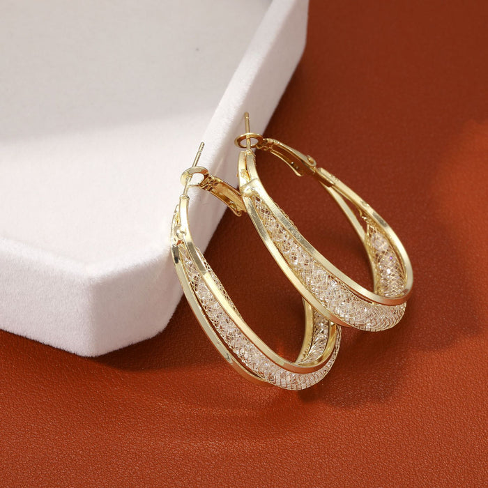 Wholesale Rhinestone Hollow Alloy Earrings JDC-ES-HZS001