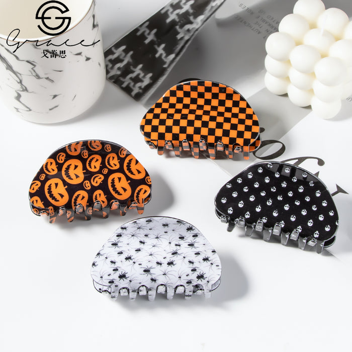 Wholesale Pumpkin Half Round Hair Claw Clip Trendy Decorative PVC Hair Accessory