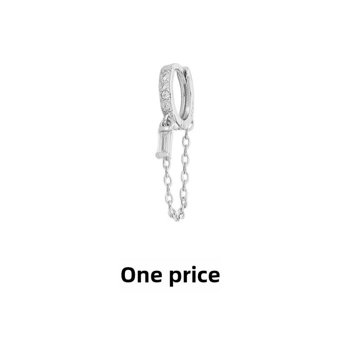 Wholesale Tassel Zircon Earrings Personalized Circle Long Earrings Earrings Square Diamond Full Diamond Chain Earrings Buckle