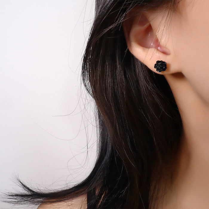 Wholesale Three dimensional rose earrings with retro and niche design, personalized earrings