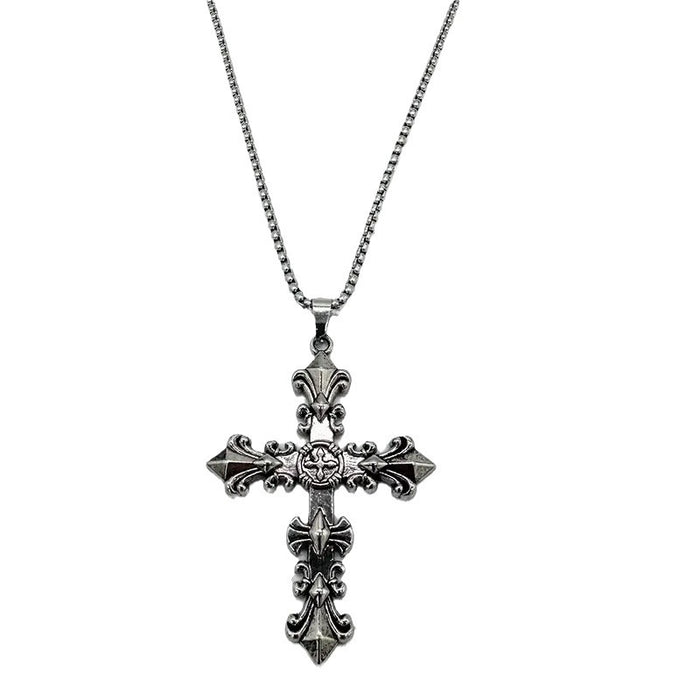 Wholesale  flower pendant cross men's  titanium steel necklace