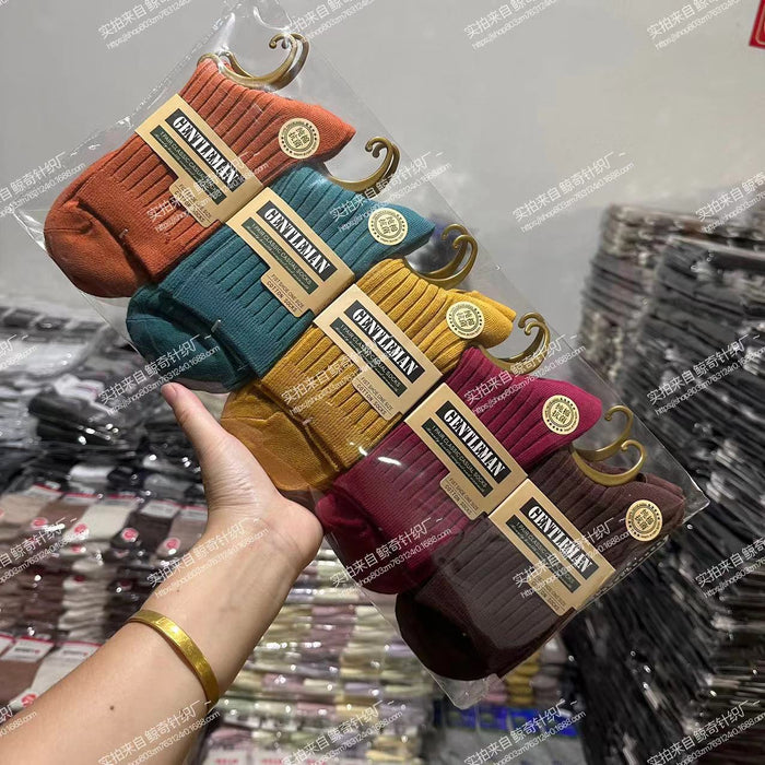 Wholesale Cotton socks for sweat absorption and odor prevention, mid tube socks with double needles and thick socks for warmth, long socks