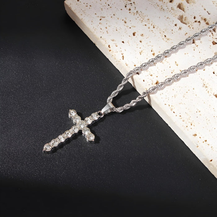 Wholesale Necklace accessories, street stainless steel full diamond cross collarbone chain wholesale