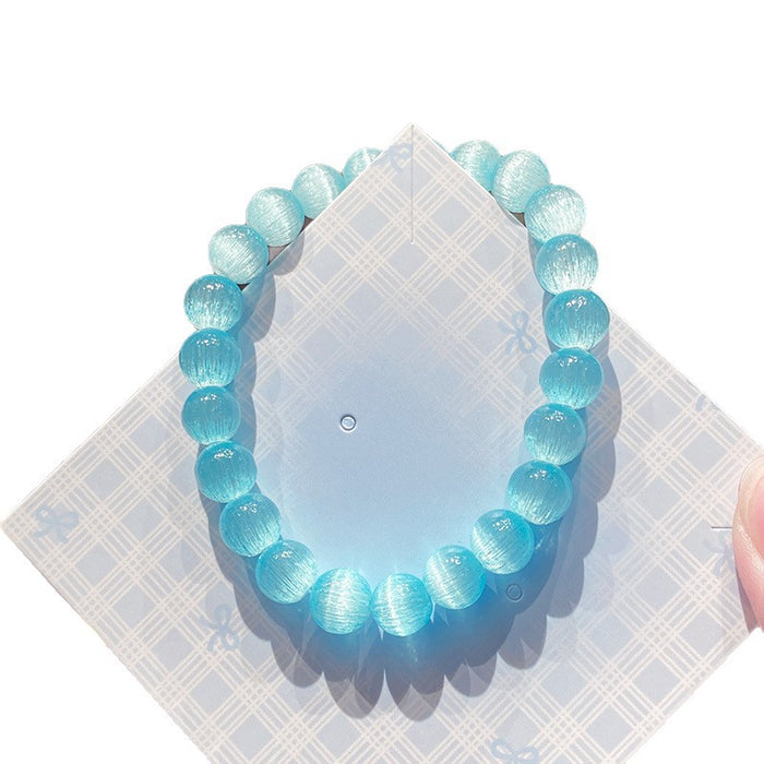 Wholesale Trendy Cat' s Eye Glass Beaded Bracelets Handmade Geometric MOQ≥3