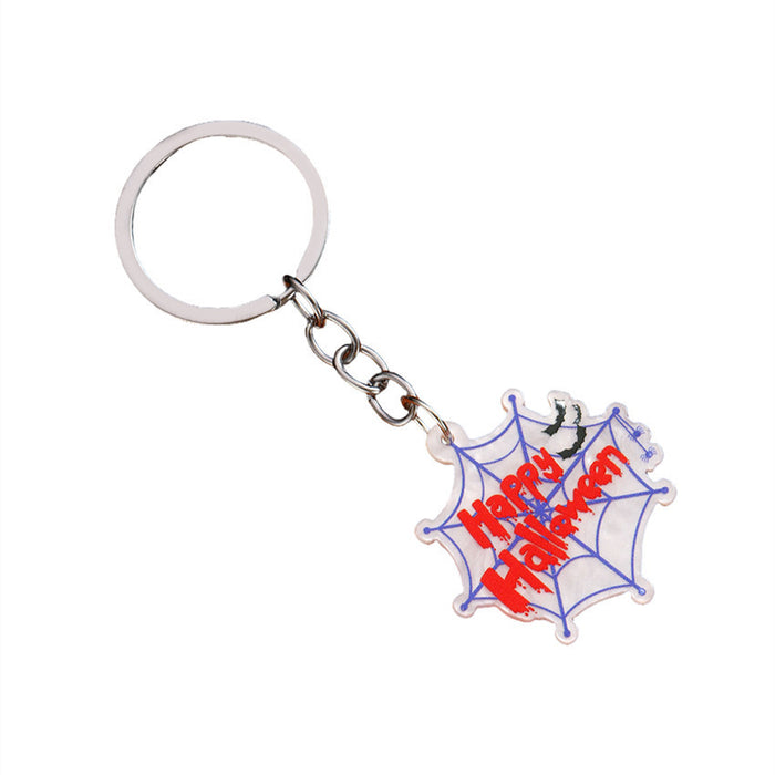Wholesale Acrylic  Skull Keychain with  Web Design Party Decorative Accessory MOQ:2