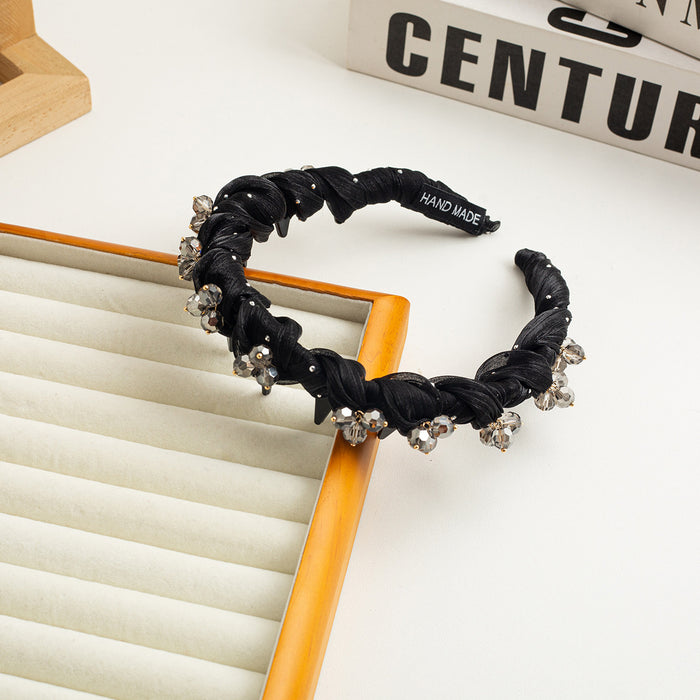 Wholesale Rhinestone Mesh Wavy Headband New Crystal High Cranial Top Head Hoop