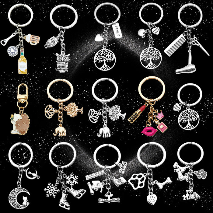 Wholesale Antique silver enamel metal keychain