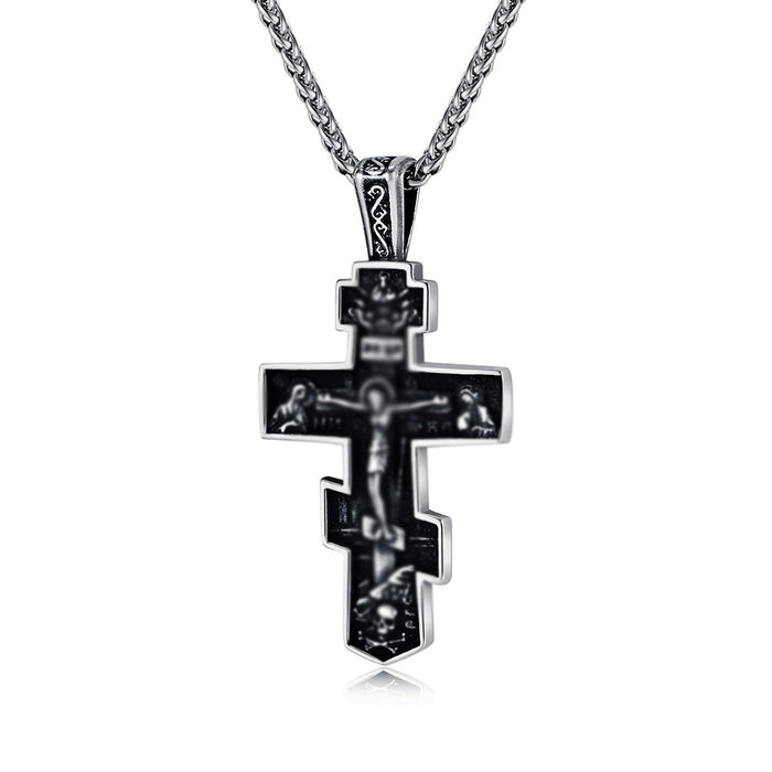 Wholesale Cross necklace personality old titanium steel cross pendant