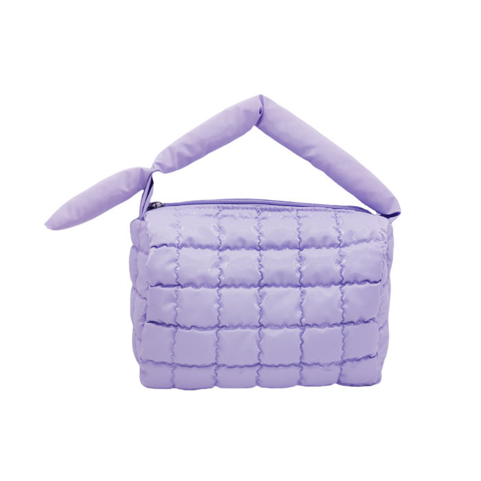 Wholesale Quilted Down Makeup Bag Small Pink Handbag Style Travel Cosmetic Pouch With Ins Style Multi Purpose Organizer