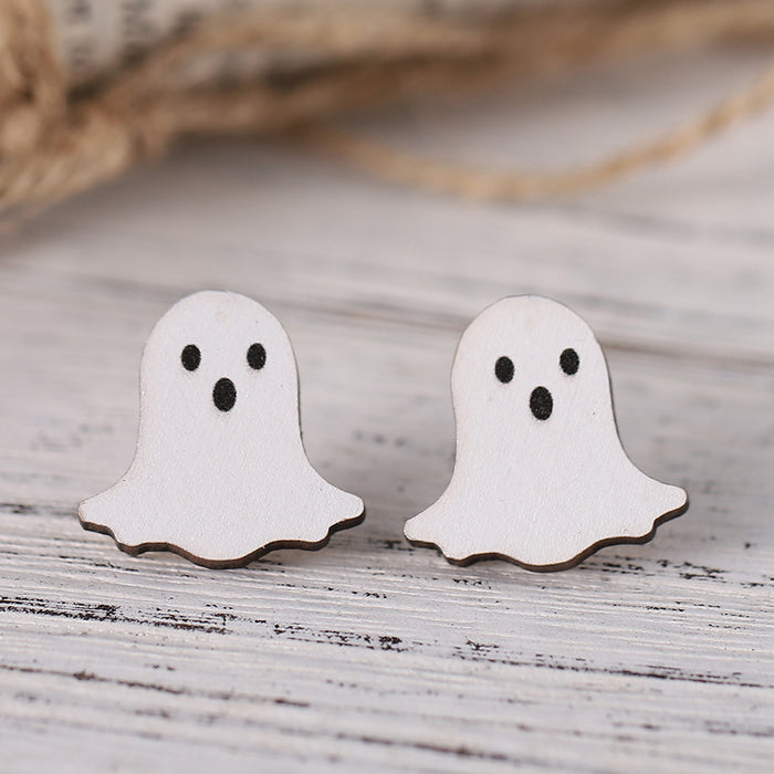 Wholesale Wooden Earrings Set Cute Bat Pumpkin Ghost Design Party Wear Gift