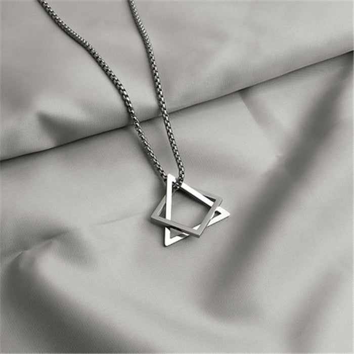 Wholesale New accessories, light luxury, niche design, geometric titanium steel set pendant, couple personalized necklace
