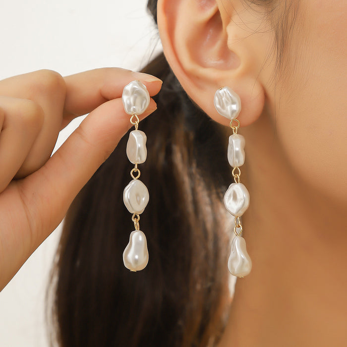 Wholesale Irregular Long Pearl Earrings JDC-ES-ManY052