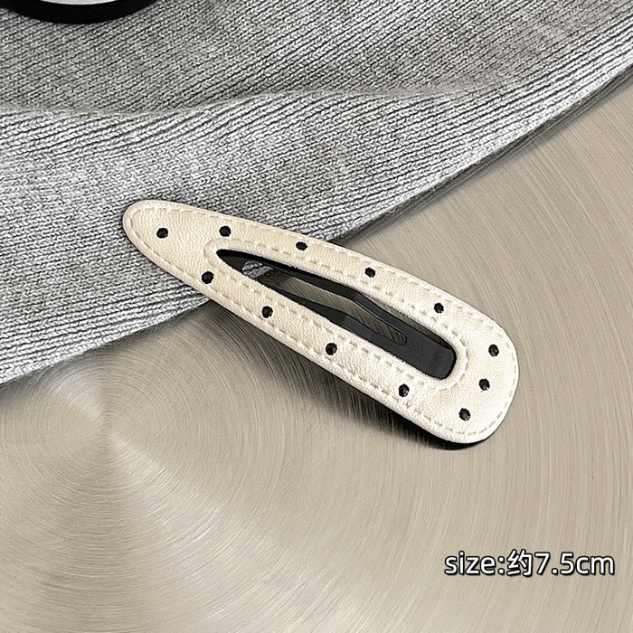 Wholesale Wave point leather hair clip with broken hair on the forehead, bangs clip, simple edge clip, hair clip headband