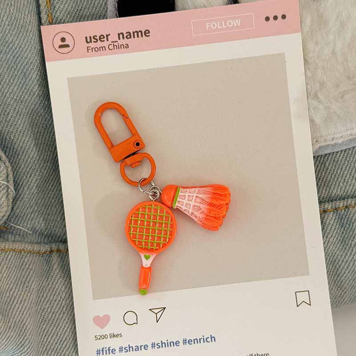 Wholesale Simulation badminton keychain cute pendant student couple gift creative key ring gift bag pendant
