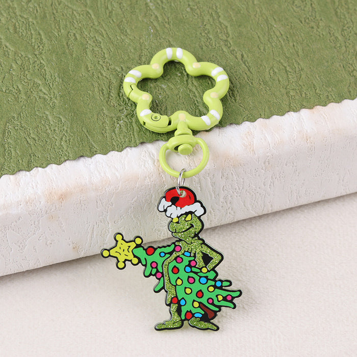 Wholesale Cartoon Christmas series funny acrylic keychain fashionable personality antler pendant jewelry