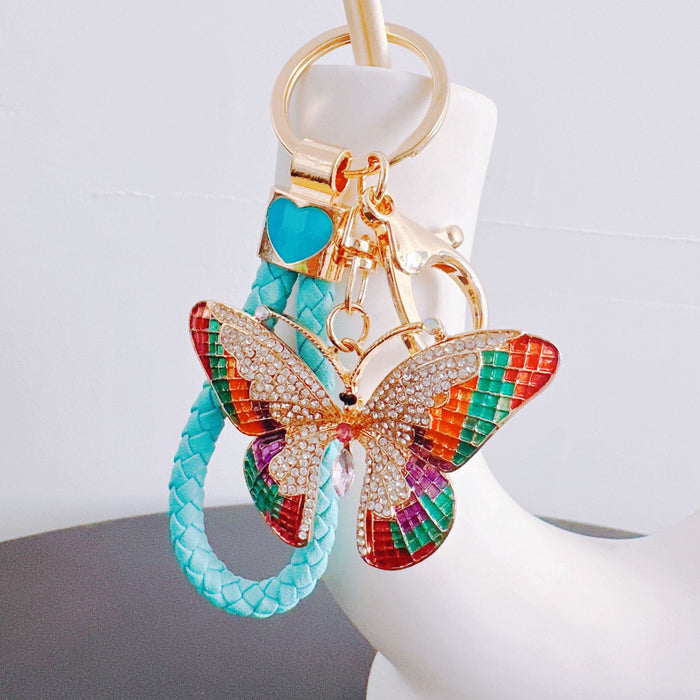 Wholesale Rhinestone Colorful Butterfly Alloy Keychain JDC-KC-ZhanLun007