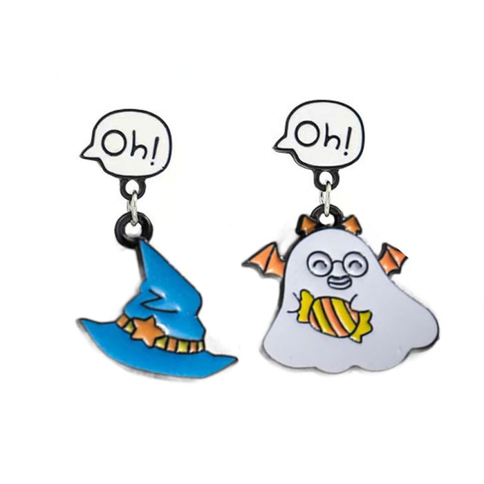 Wholesale  series alloy oil drop asymmetrical earrings cartoon anime funny ghost pumpkin earrings