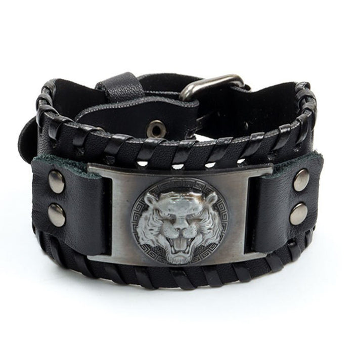 Wholesale Multi-layer Leather Wolf Head Men's Bracelet JDC-BT-FengH002