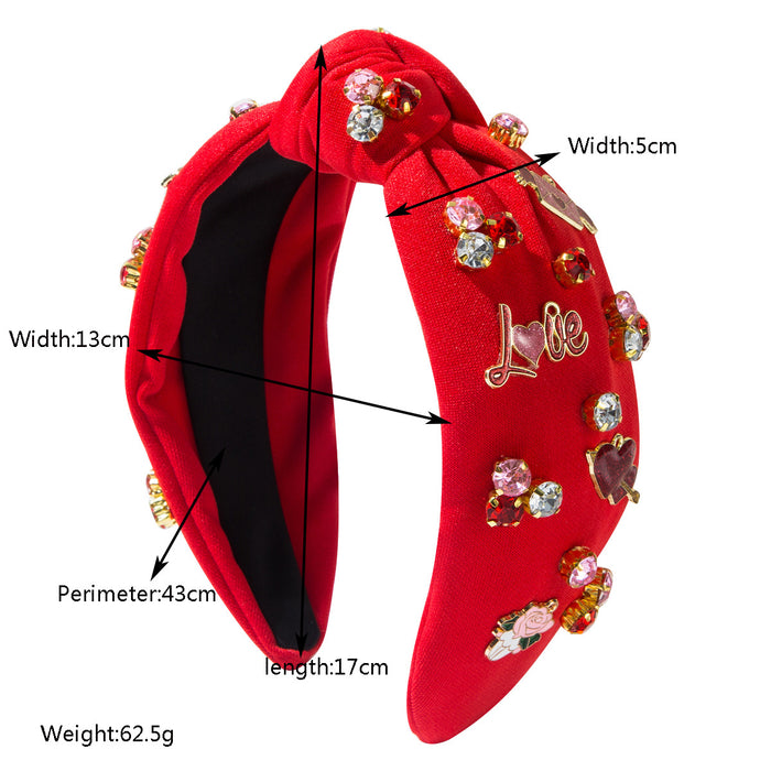Wholesale Valentine' s Day diamond-encrusted heart-shaped letter wide headband