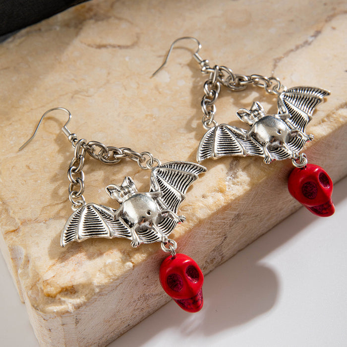 Wholesale Skull Bat Earrings Dark Creative Alloy Drop Earrings Fashion Accessory MOQ≥2