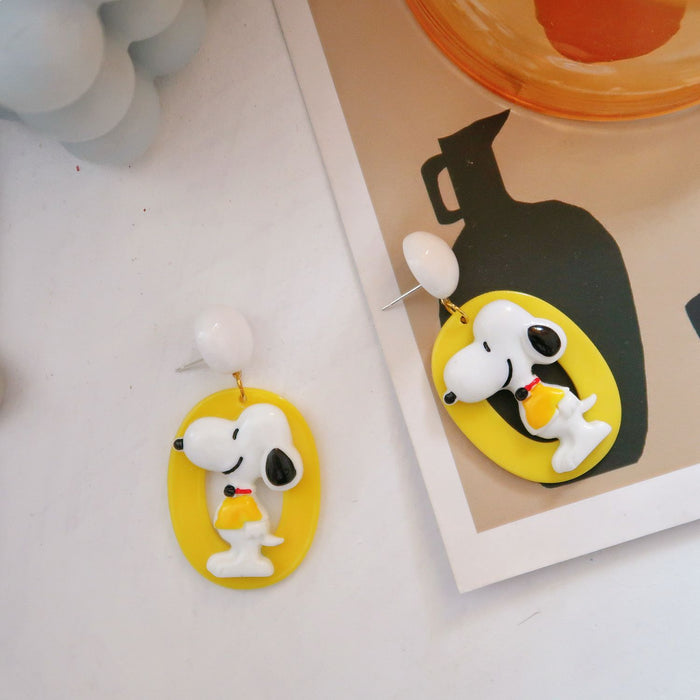 Wholesale Plastic Cartoon Snoopy and Flower Fairy Earrings JDC-ES-XNWR004